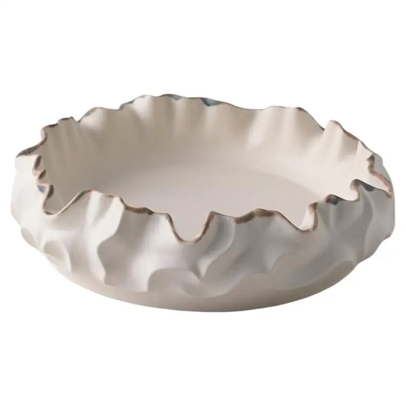 Modern simple white simple and elegant curved surface wavy rectangular fruit plate storage utensils ornament living room coffee
