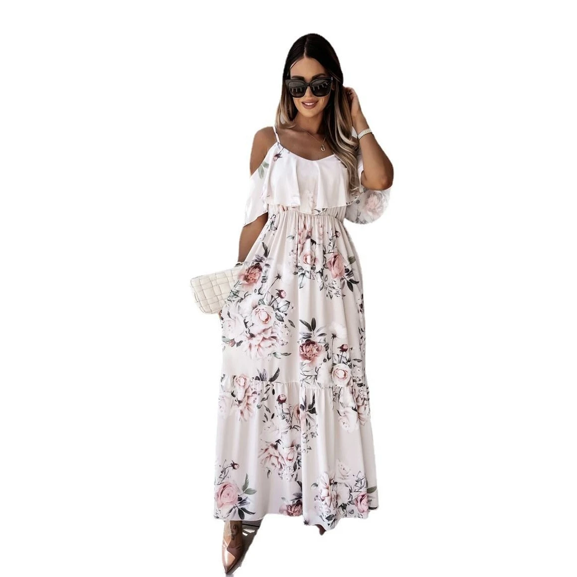

Sexy Strapless Shoulder Bared Fashion Women's Dress Cotton Commute Style U-Neckline Mid-Waist Large Size Dresses for Women