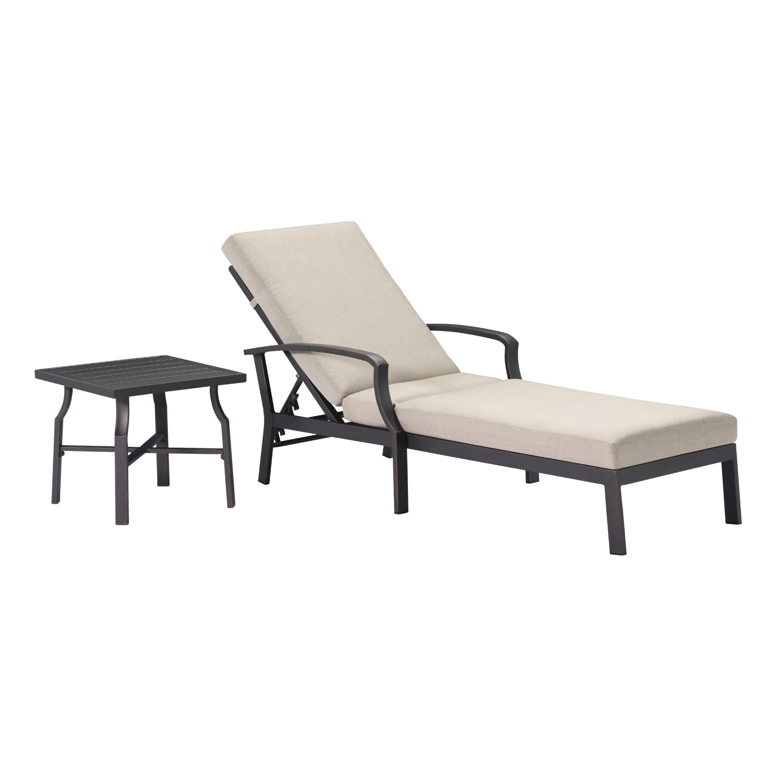 

Portable Adjustable Height Beach Chairs with Comfortable Cushion Metal Daybed Sun Loungers for Villa for Outdoor Swimming Pool