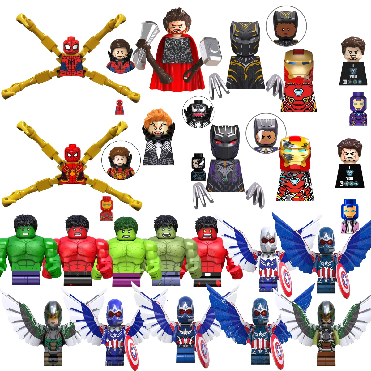 

Blind Box Mini Building Blocks TV6202 Figures Big Goblin Spiderman Iron Man Venom Captain Hawk Deadpool Armor Christmas Gift Toy