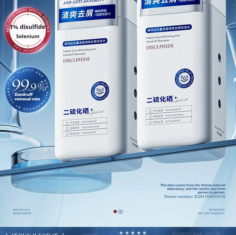 Shampoo Vitas Selenium Sulfide - Anticaspa, Coceira e Controle de Óleo, Cuidados Volumizantes - Unissex 800ml ​