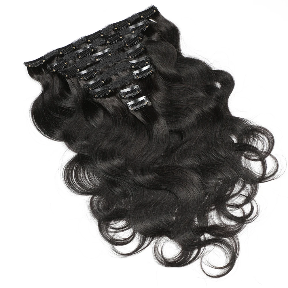 Body Wave Clip In Hair Extensions Human Hair 8Pcs 20Clips 120g Brazilian Hair Natural Wave Clip Ins 10-26 Inch For Women