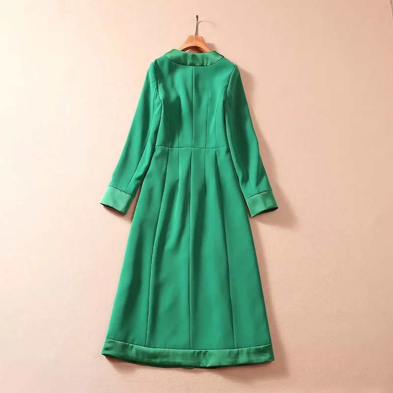 Kate Princess Dress for Women, Green Dress, Luxury Diamond, Single Breasted, Long Sleeve, 91912