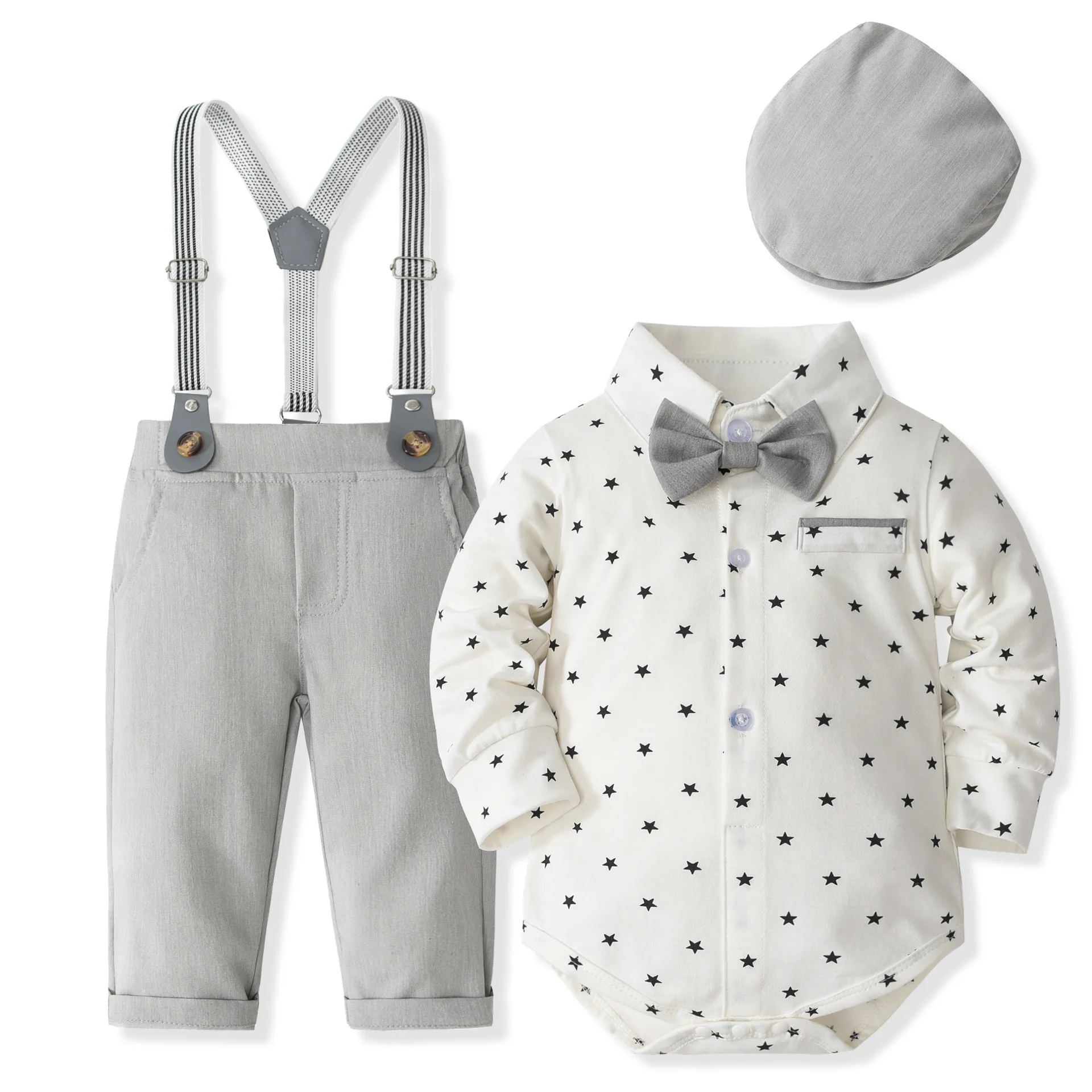 

5PCS Autumn Baby Boy Clothes 0 3 Months Korean Fashion Gentleman Long Sleeve Bodysuits+Pants Newborn Items Toddler Clothing B011
