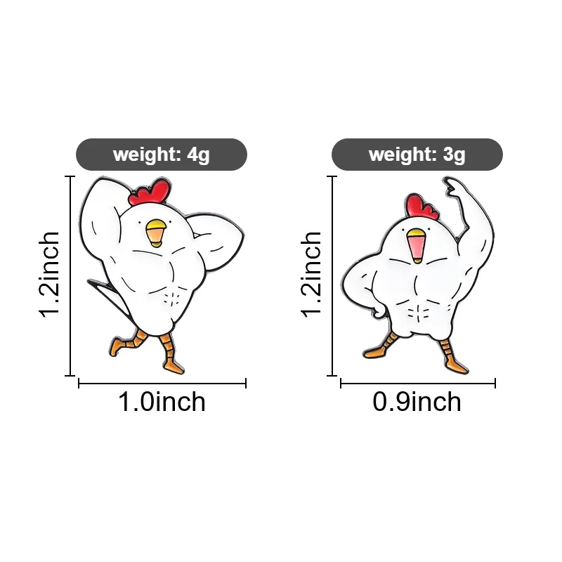 Muscular Rooster Cartoon Enamel Pin Funny Gym Humor Bodybuilding Chicken Muscles Brooch Bag Lapel Badge Jewelry Gift for Friends