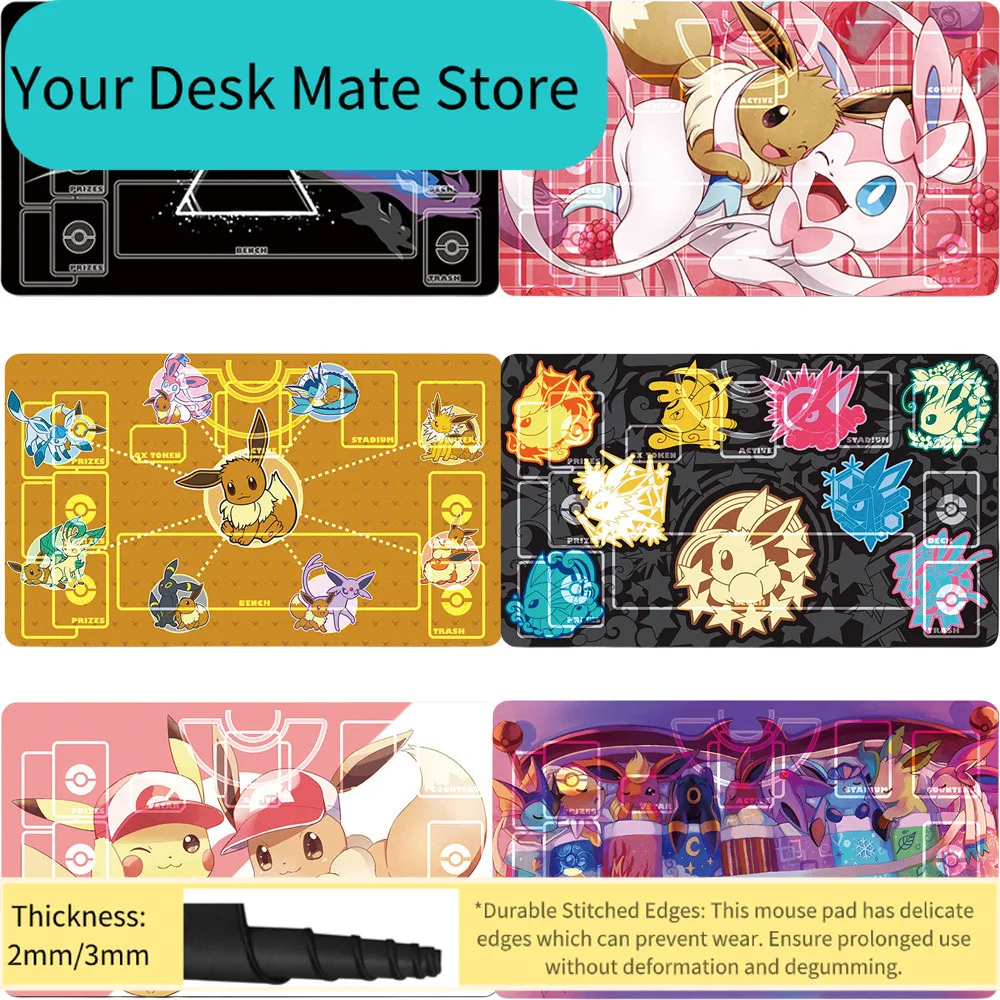 

Pokemon PTCG Card Mat Sylveon Leafeon eevee pikachu Dedicated Game Single Player Battle Anime Characters Card Pad