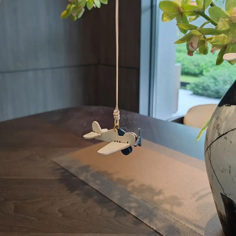 Italy imported cowhide handmade leather small plane car car hanging car pendant fashion rearview mirror hanging