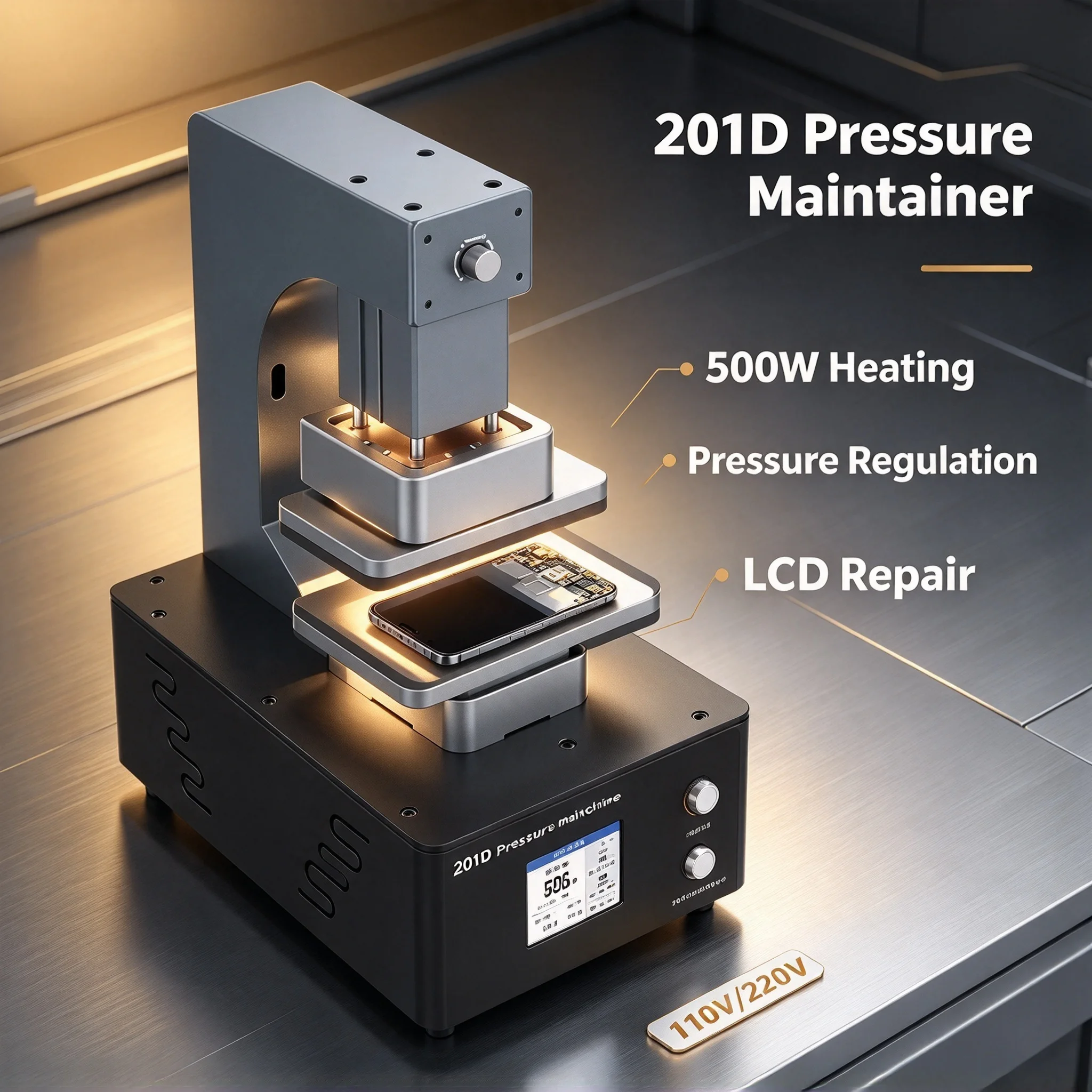 LY-TBK-201D Phone Heating And Pressure Maintaining Machine Compatible For Screens Back Cover Bracket With Rotatable Holder