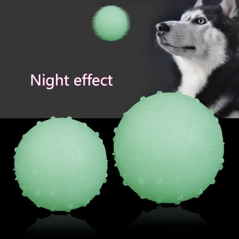 Puppy Rubber Ball Luminous Elastic Ball Dogs Tooth Cleaning Glowing Chewing Glow in The Dark Ball Pet Toys Interactive Dog Toys