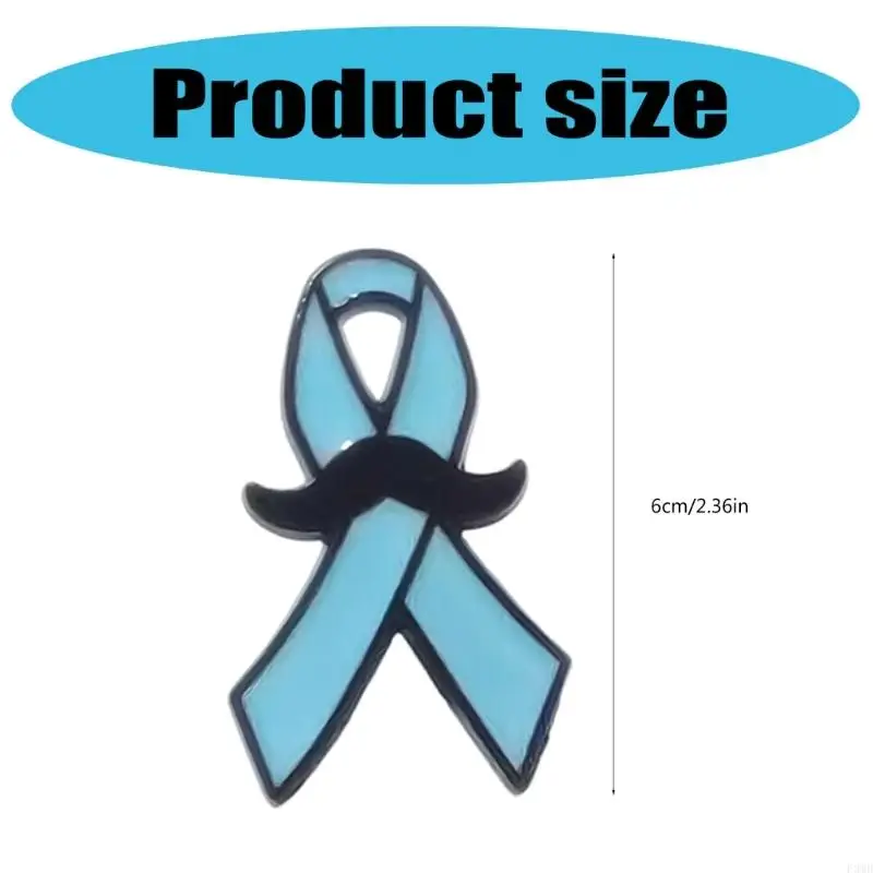 Metal Mustache Design Ribbon Brooch Badge Pin for Various Age to Show Support Enhancer Daily Outfit Accessories 10pcs F3MD