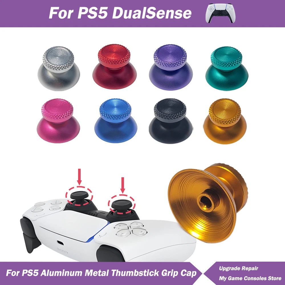 

2pcs Aluminum Metal Analog Joystick Thumbstick Grip Cap for PS5 Controller Gamepad Accessories Replacement Rocker Caps