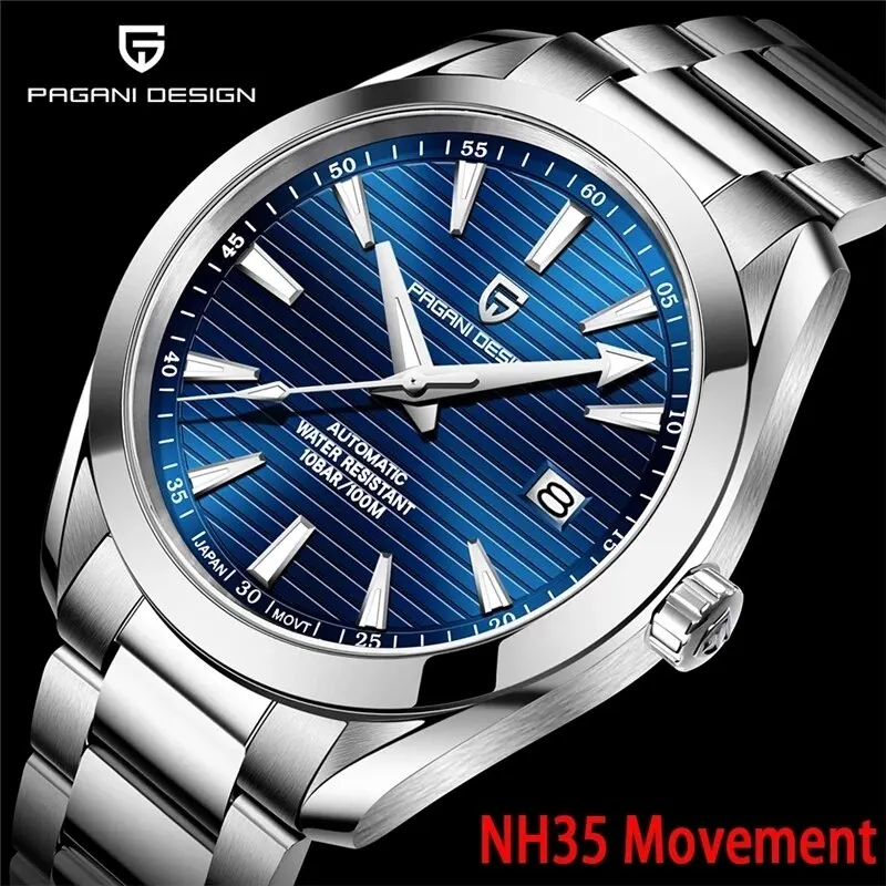 PAGANI DESIGN Japan NH35 Men Mechanical Wristwatches New Sapphire Glass Automatic Watch Waterproof 100M Stainless Watch for Men