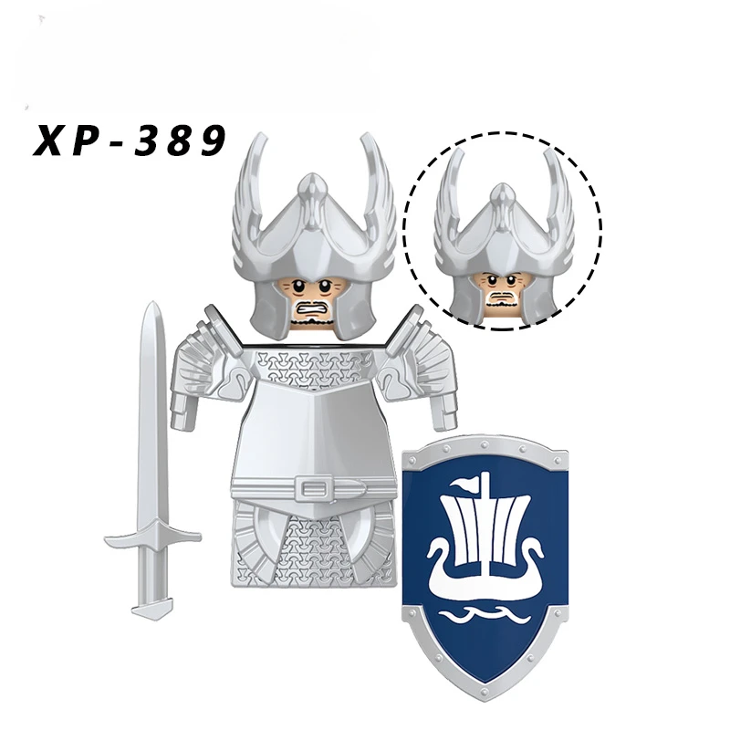 KT1051 Gondor Medieval Knight Building Blocks Figures Lancer Archer Soldier Minifigures With Helmet DIY Bricks Toys For Gift view 2