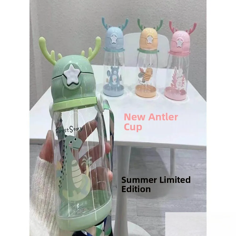 

Children's Water Cup Straw School Kindergarten Boys Carry Girl Cute Large Capacity Home Use Stainless Steel Cup Japanese Style