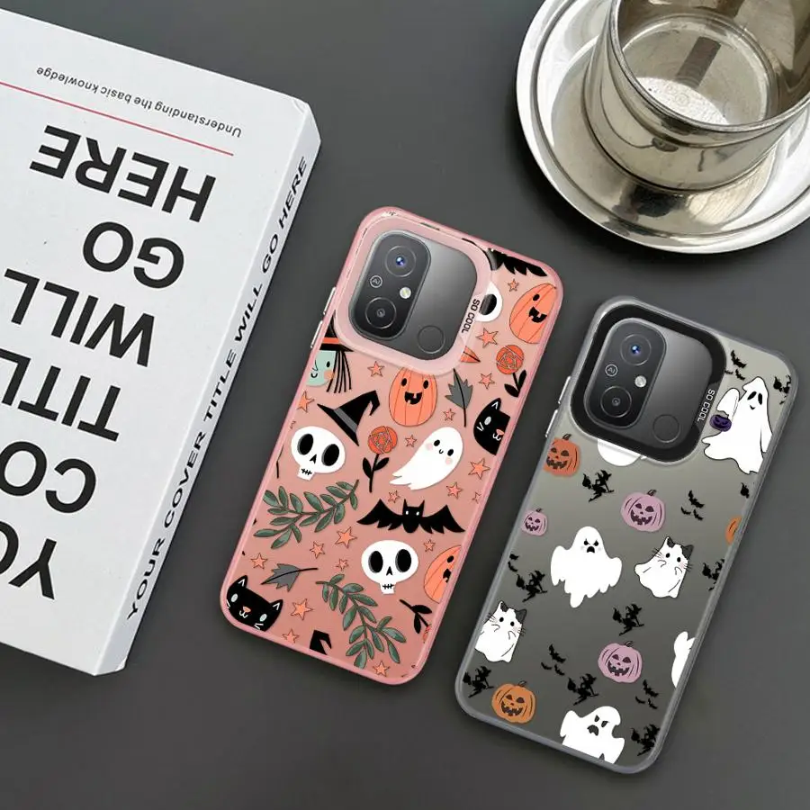 Capa de telefone para xiaomi poco c50 x3 nfc c51 c61 x3 pro casca macia abóbora morcego feliz fantasma padrão