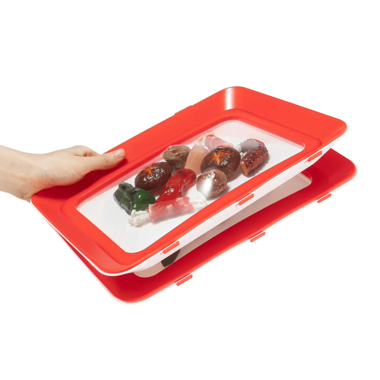 8 Stück wiederverwendbare Lebensmittel-Frischhalte-Abstandshalter-Organizer, abnehmbare Lebensmittel-Kunststoffschale für die Aufbewahrung von Gemüse, Obst und Fleisch – Detail 3