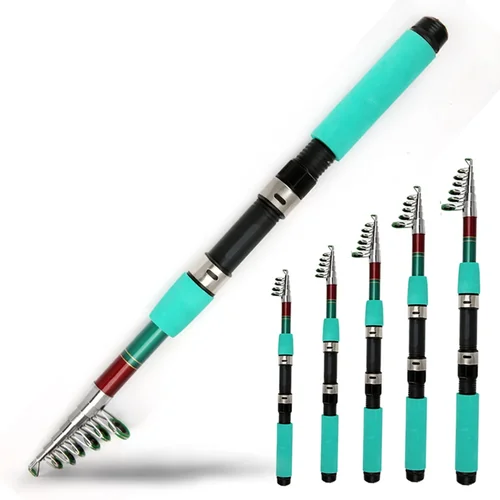 Imagen 2 del producto Mini caña de pescar telescópica, alimentador portátil de viaje, 1,8/2,1/2,4/2,7/3,0/3,6 M, aparejos de pesca de mar al aire libre, caña giratoria