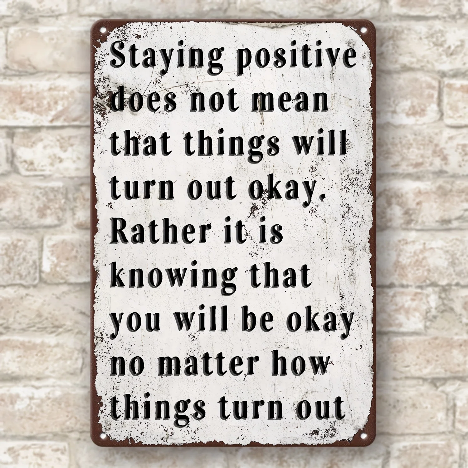 Arte de Pared Metálico 2D Flat Keep Positive Vintage, Decoración Colgante Duradera para Locales de Ocio y Hogar