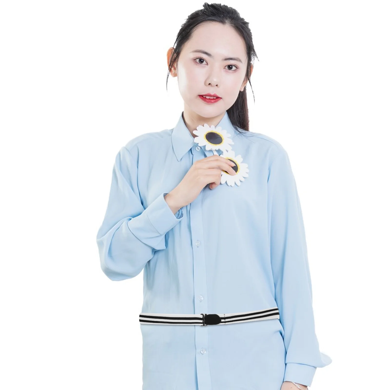 

2Pcs Adjustable Shirt Stay Belt Non-Slip Men Women Anti-Wrinkle Uniform Straps for Travel Business Use Men's Shirt Stays