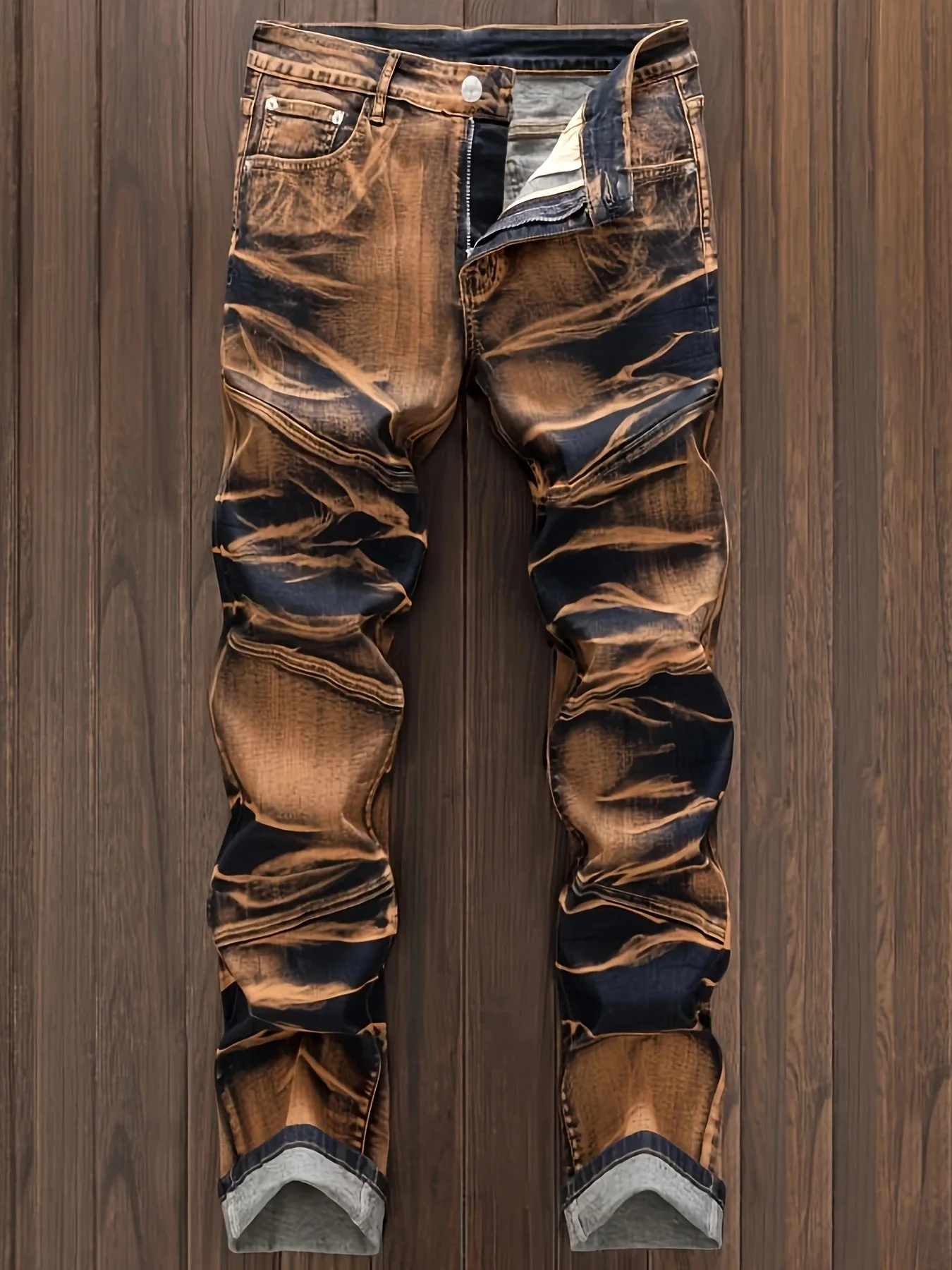 

European and American new vintage zipper trend fashion jeans