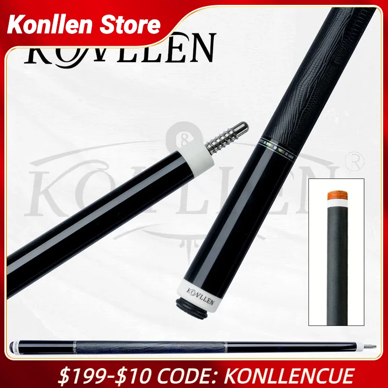 

KONLLEN KL10-12F Бильярдный кий из углеродного волокна с наконечником 12,5 мм с низким дефектом, настоящая кожаная ручка с инкрустацией для комплекта бильярдных киев
