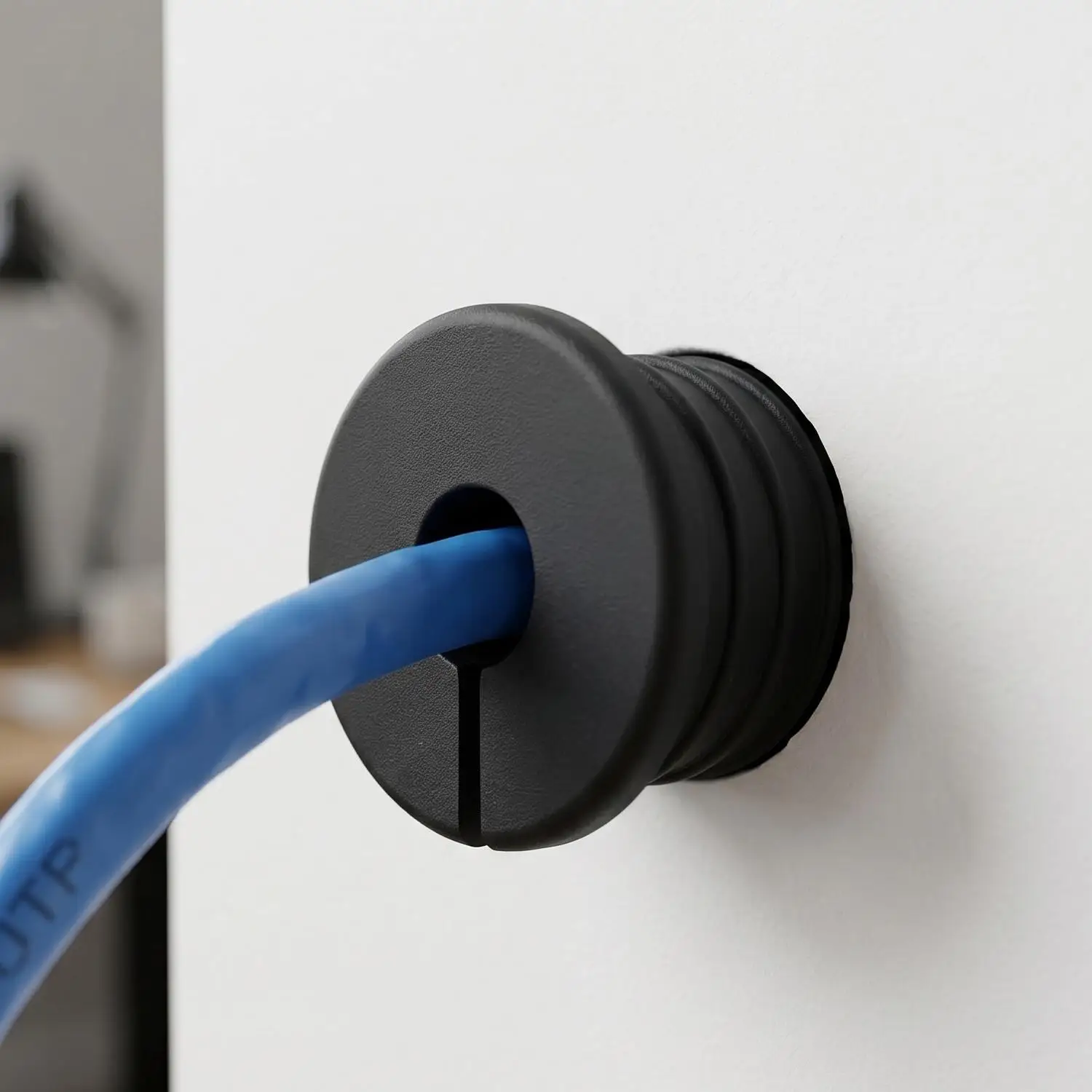 Silicone Wall Grommets Cover Threaded Anti-Slip Wall Hole Bushing Grommet Pass Through Cable Routing Kit for Ethernet Cord Wire