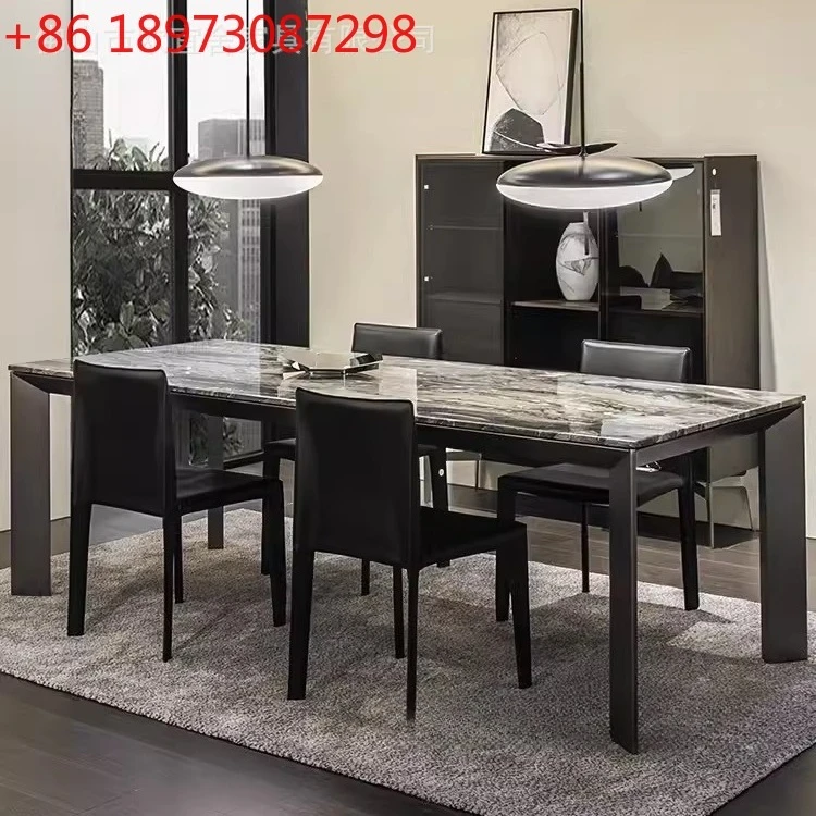 โต๊ะรับประทานอาหารหินอ่อนทรงสี่เหลี่ยมผืนผ้า โต๊ะรับประทานอาหารหินธรรมชาติหรูหราสไตล์อิตาเลียนที่เรียบง่ายทันสมัย