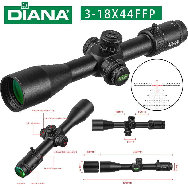 

DIANA 3-18X44 Scope SFIR FFP Scope First Focal Plane Scope Hunting Riflescopes Red Illuminated Shooting Optical Sight