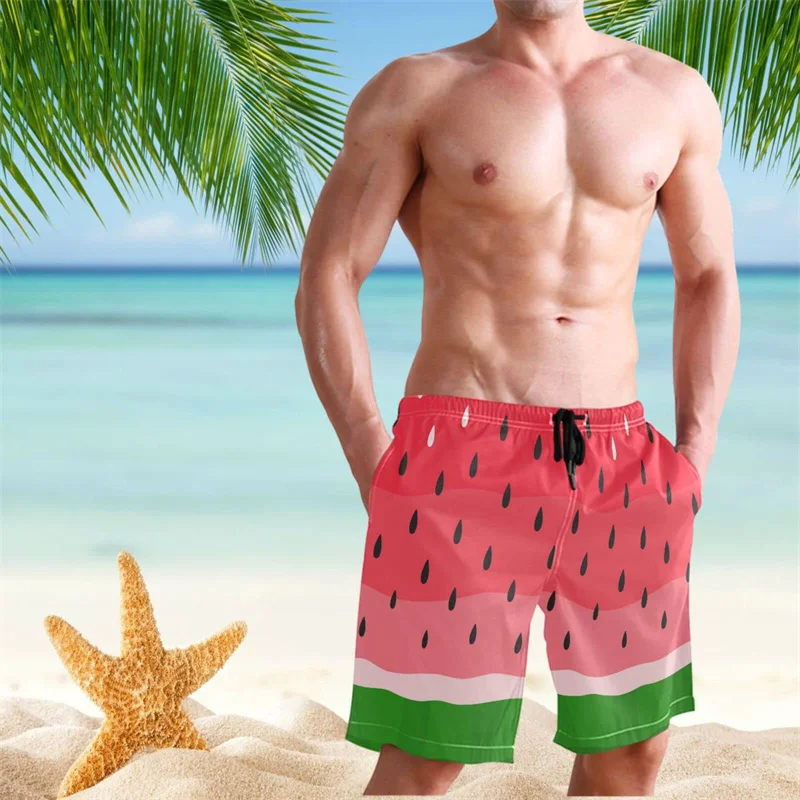 Summer Harajuku New 3D Watermelon Printing Beach Shorts Strawberry Graphic Swimming Trunks Men Fashion Hawaiian Y2k Board Shorts