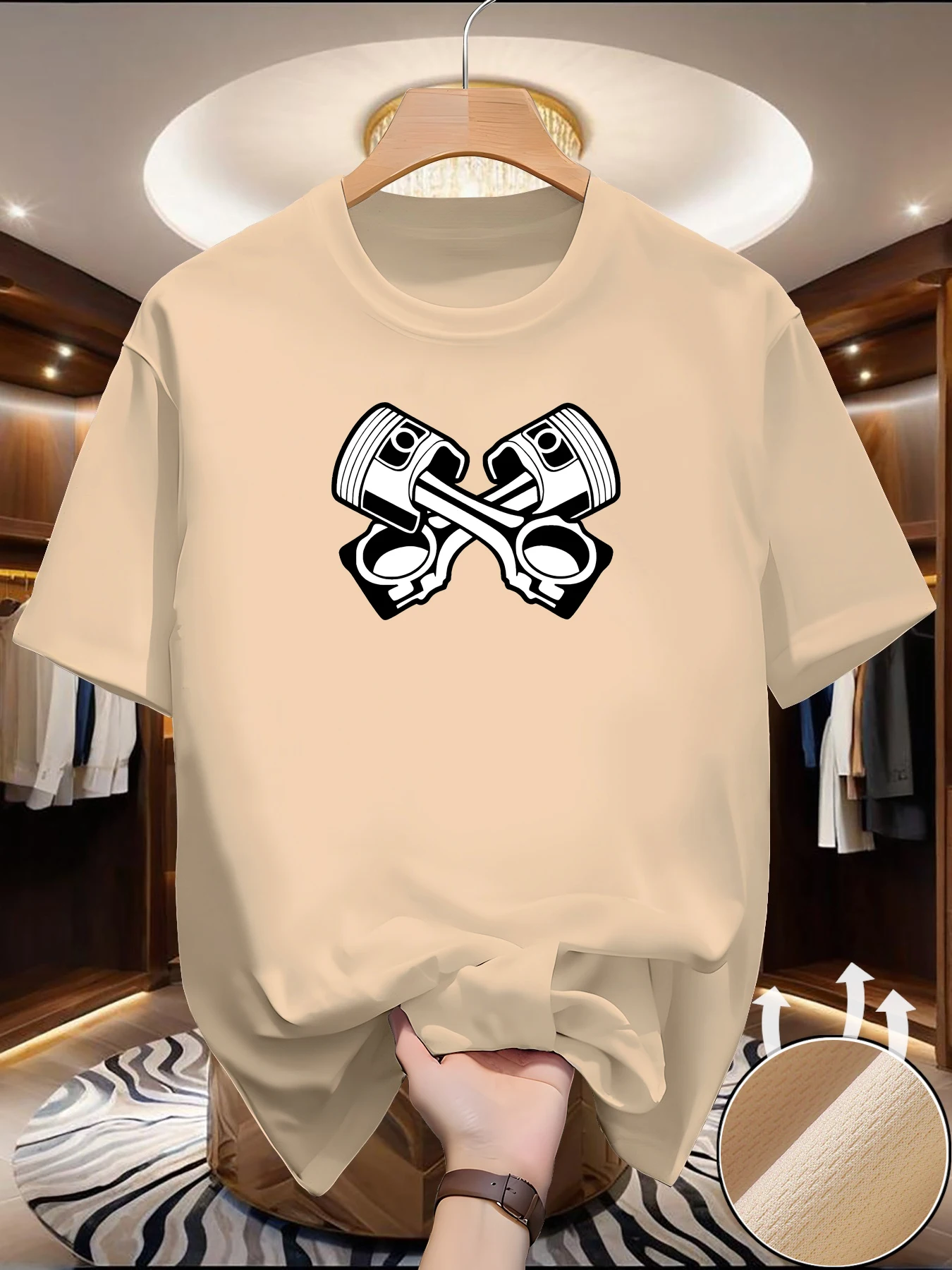 

Men‘s Jogging T-shirt Spring/Summer Thin Top Cross microphone Printing Quick Dry Short Sleeve Breathable Fitness Sports T-shirt