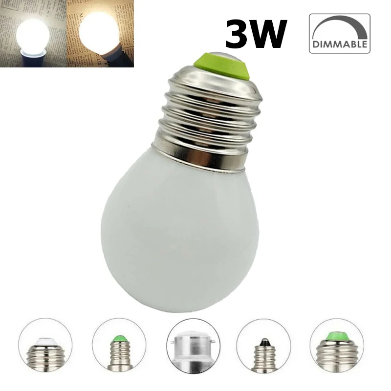 

Dimmable 3W Globe Light Bulb LED E27 220V E26 3000K Warm White Bulbs Headlight 360 Lighting Decorative Lamp Lamps For Home