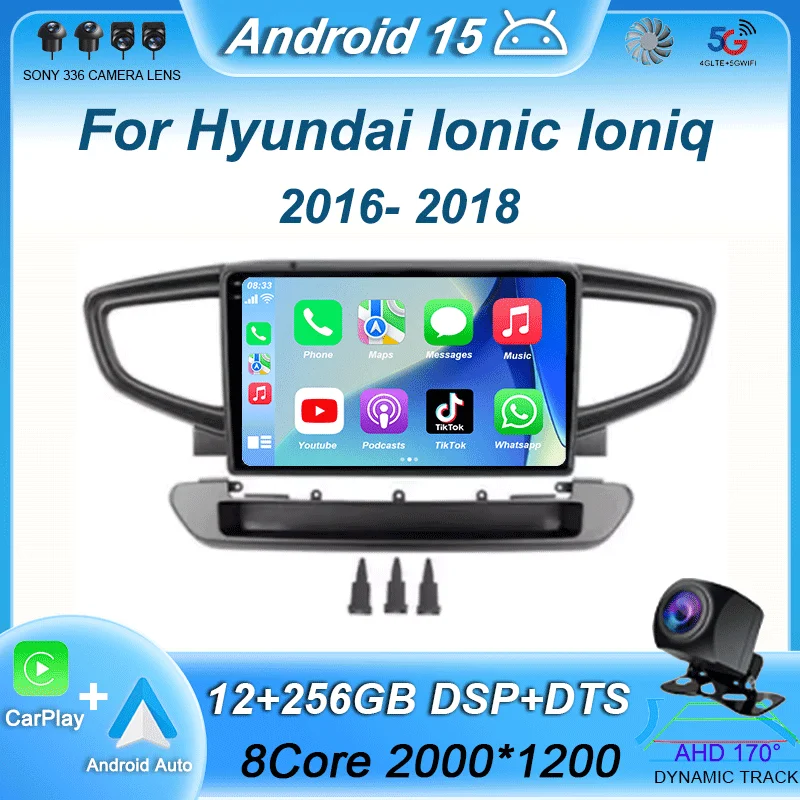 

Android 15 Wireless Carplay Car RadioFor Hyundai Ionic Ioniq 2016 - 2018 Navigation GPS Multimedia Video Player Wifi Stereo DSP
