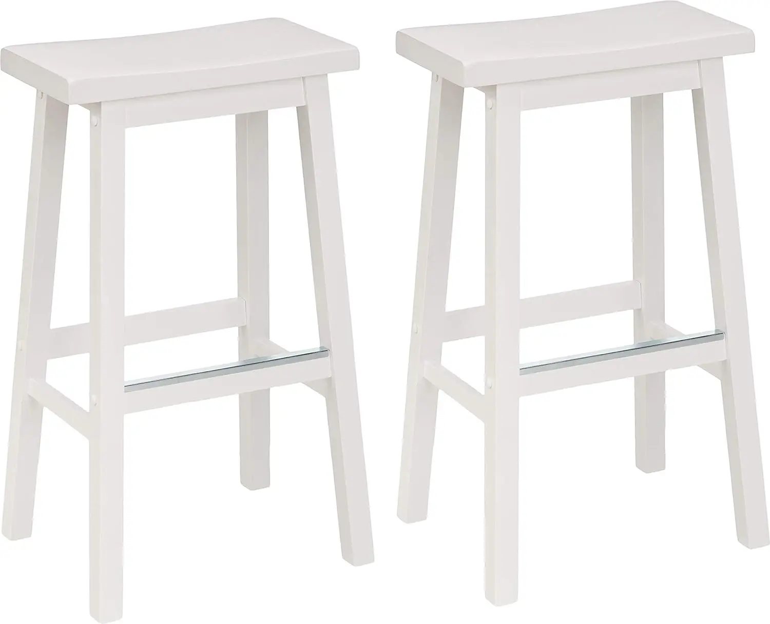 

Basics Solid Wood Saddle-Seat Kitchen Counter Barstool, 29-Inch Height, White - Set of 2