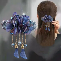 Korean New Retro crystal Clip Bands Brooch Flower Barrettes Wedding Woman Girls Ponytail Hair Accessories Hairstyling Hairgrip