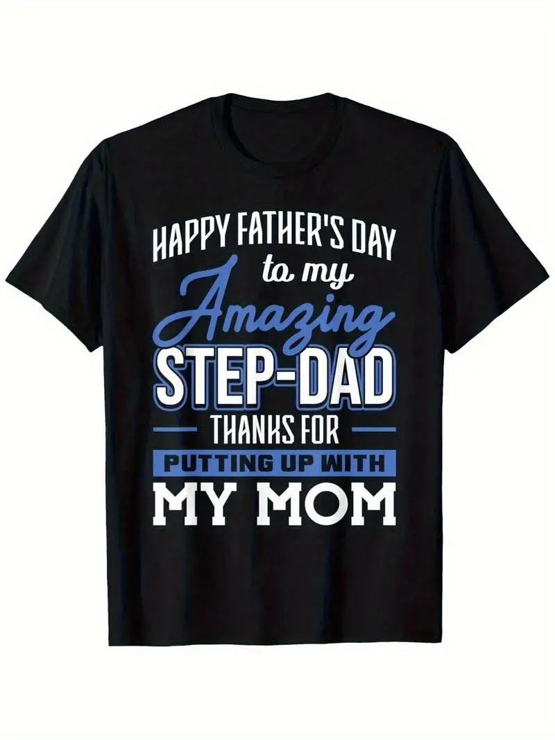 180G 100% Mens Funny Stepdad T-Shirt - Stepfather Thank You For Bearing Mom Humorous Tee Crew Neck Short Sleeve Fathers Day Gift