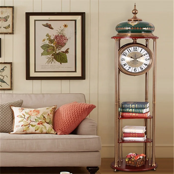 European Grandfather Clock Living Room Retro Large Ornaments American Creative Mute Home Floor Clock
