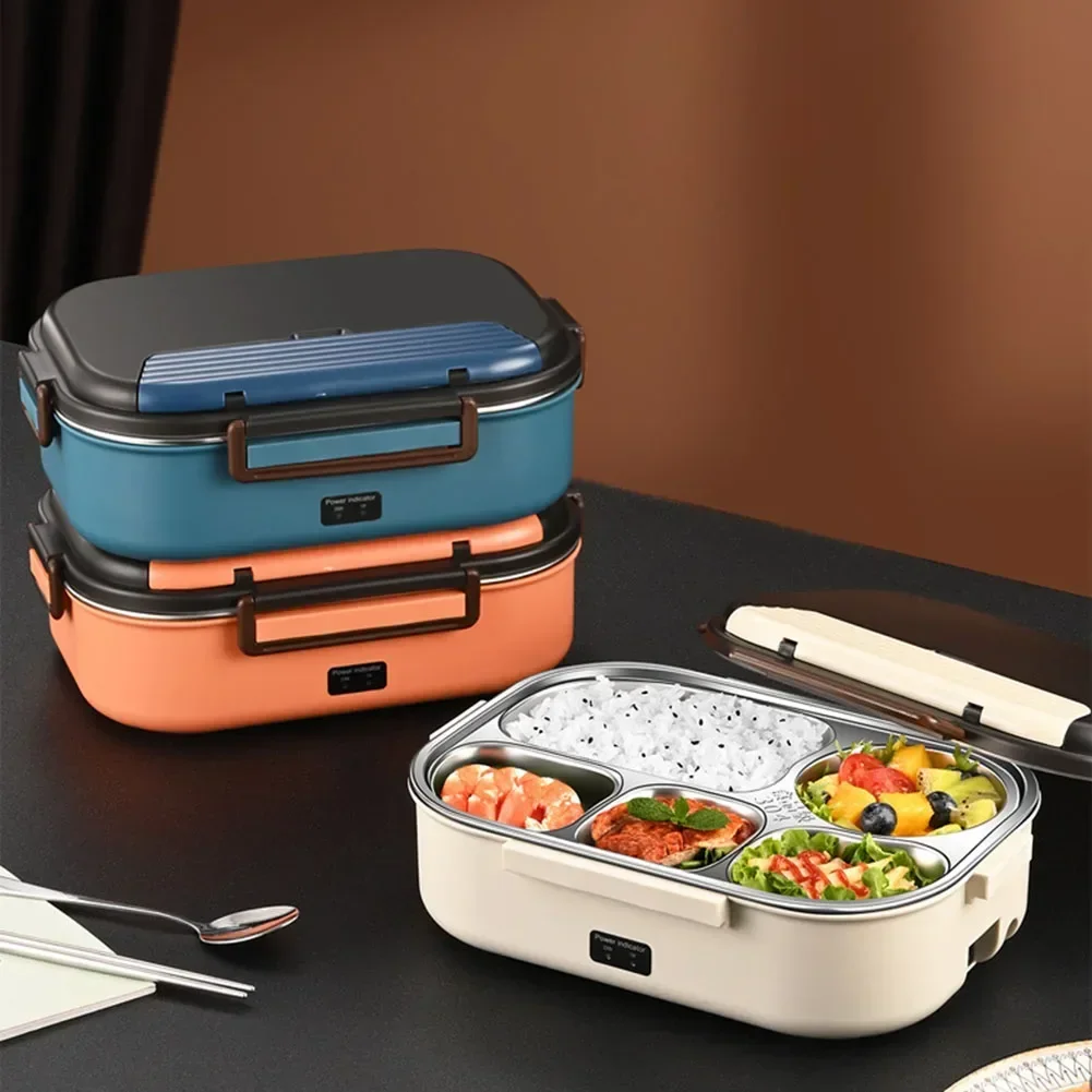 Electric Heated Lunch Box Insulation Bento Stainless Steel Food Heater Portable Bento Microwae Heating Food Container 50W