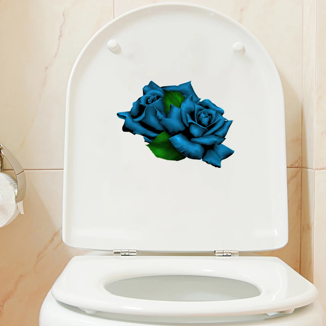 Three Ratels QCF184 Beautiful purple blue rose wall sticker for home decoration toilet Decal