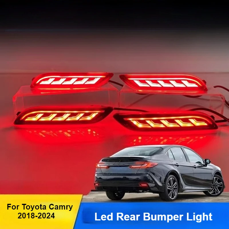 

Для Toyota Camry 2018-2024 светодиодный отражатель заднего бампера, динамический тормозной сигнал поворота, модификация задних противотуманных фар, аксессуары