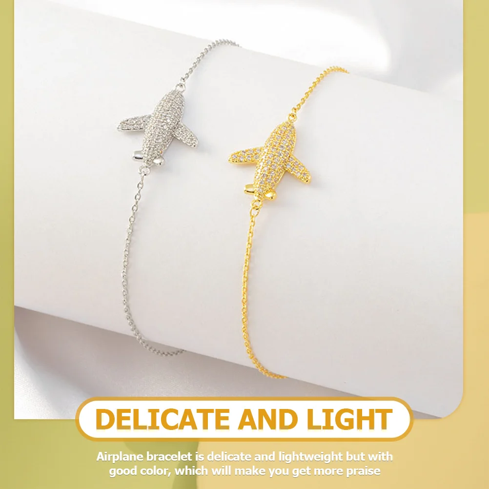 

Adjustable Fully-drill Airplane Bracelet Alloy Cute Things for Women