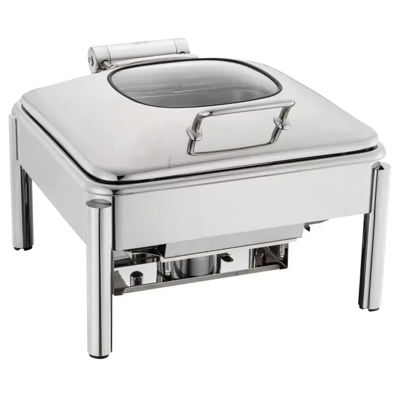 Stainless Steel Electric Heating Tray 6L Self-Service Hot Pot with Damping Hinges