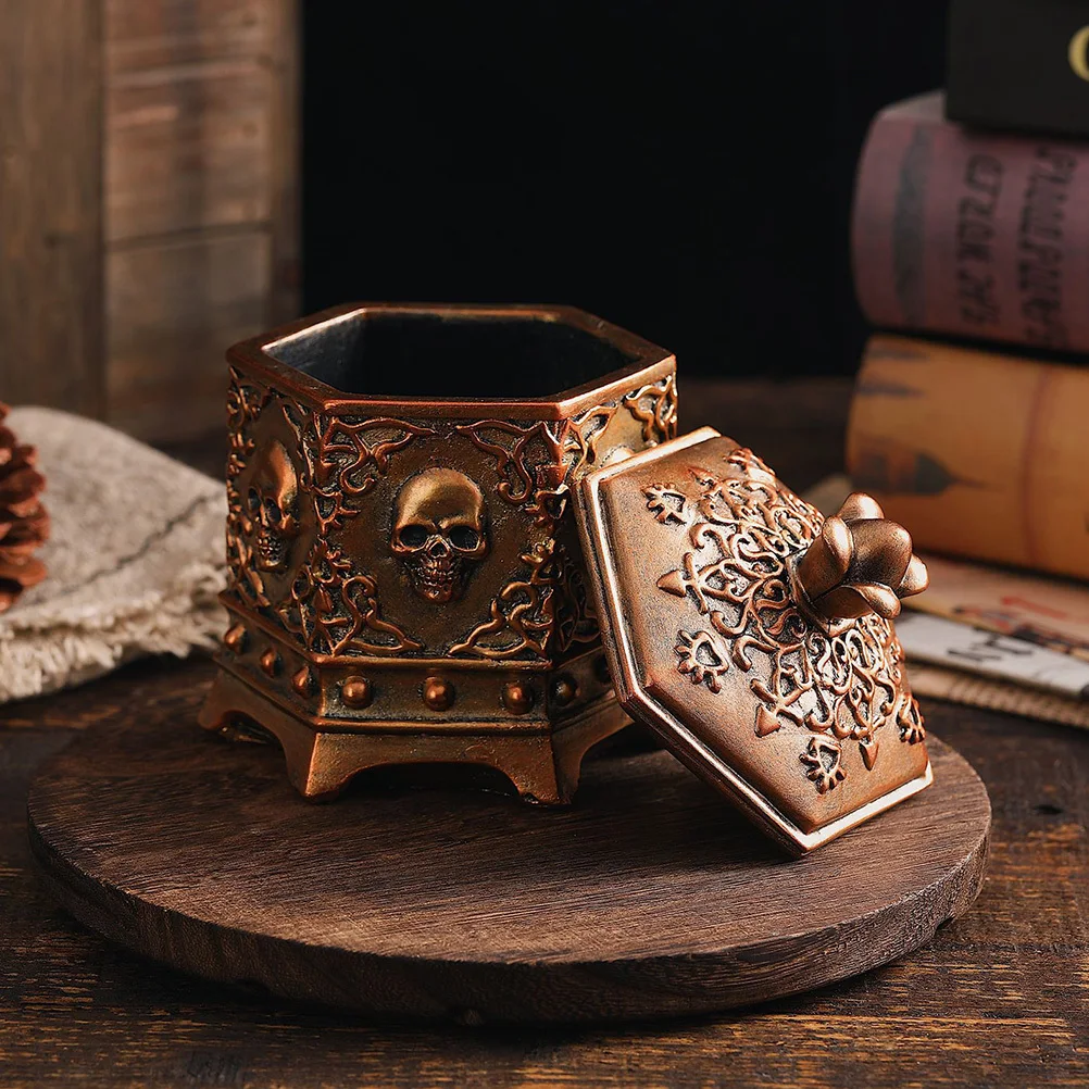 Resin Jewelry Cases Organizer for Home Storage Decorative Boxes Skull Holder Style Decoration