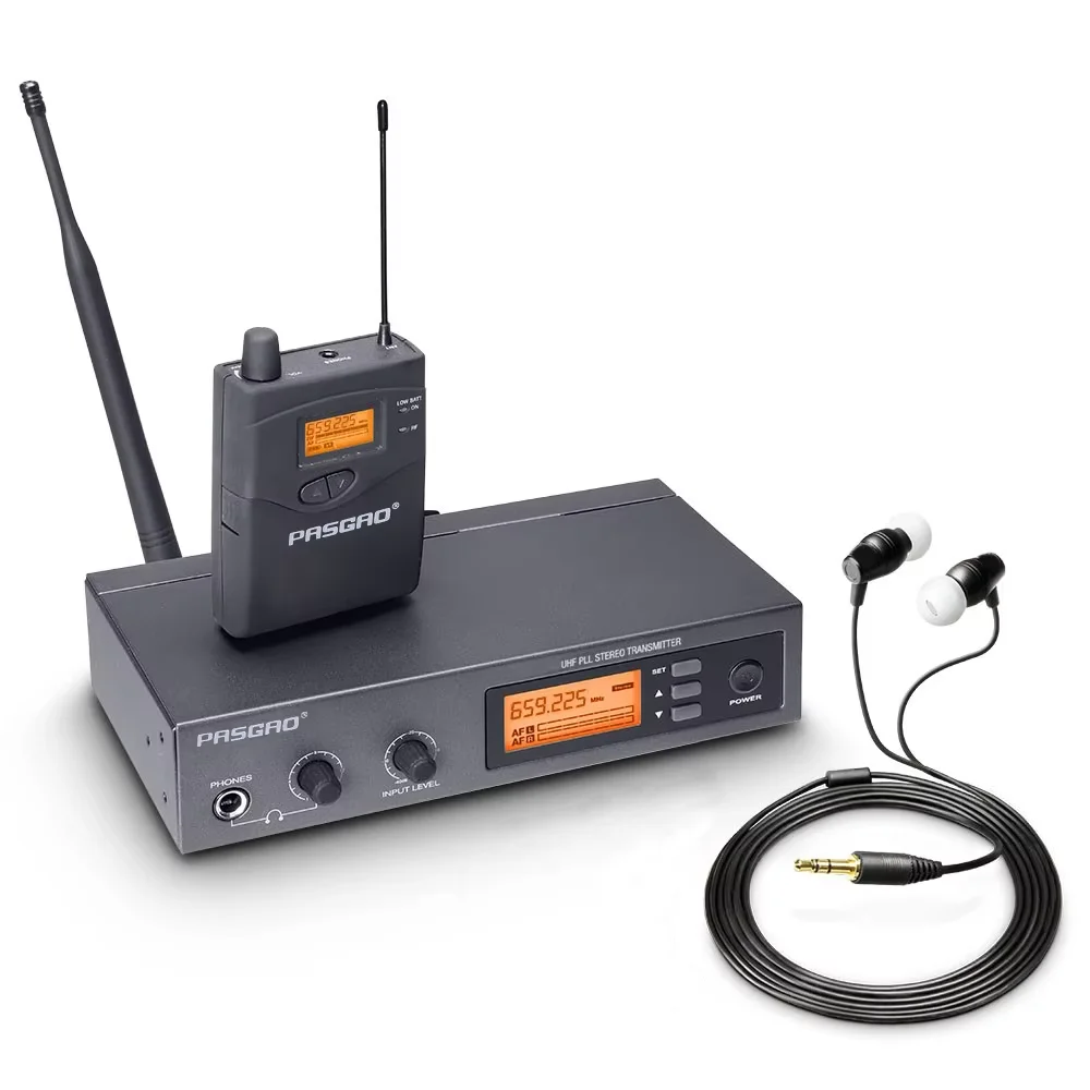 Pasgao PR90  stereo in ear monitor system wireless monitor system lightweight and small size 655-679MHZ