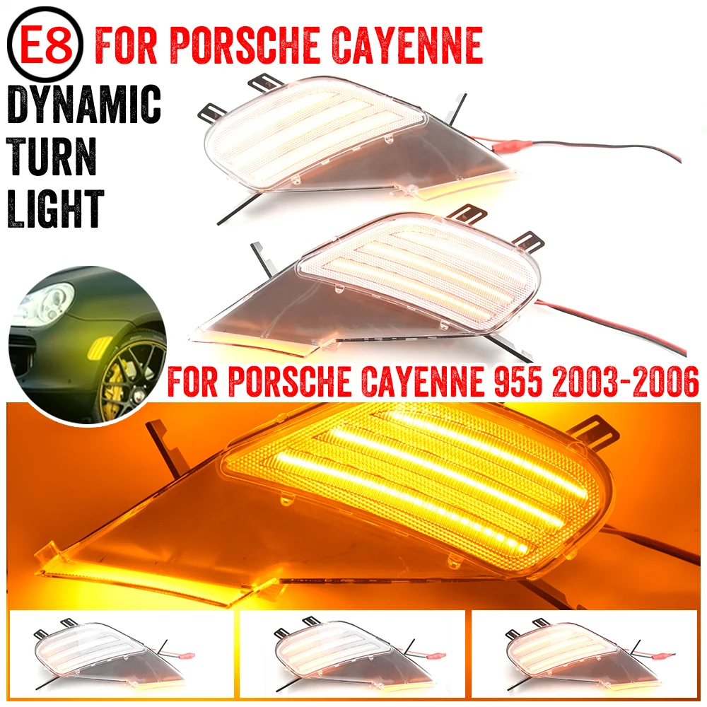 For Porsche Cayenne 955 2003-2006 2Pcs Dynamic LED Side Marker Lights Turn Signal Blinker Indicator Lamps OEM# 95563103310