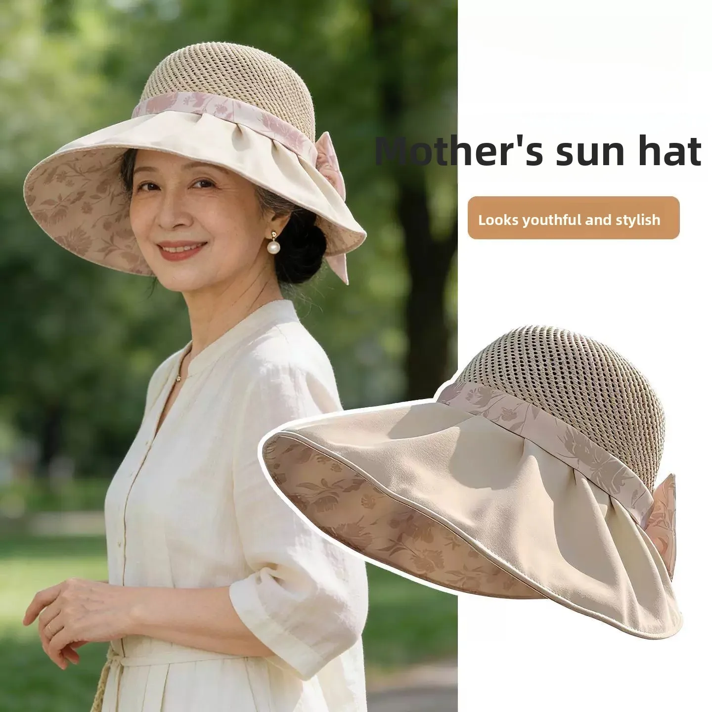 Summer Sun Protection Wide Brim Fishing Cap Women's Cooling Hat UV Protection Large Rim Sunshade Hat for Middle-Aged And Elderly