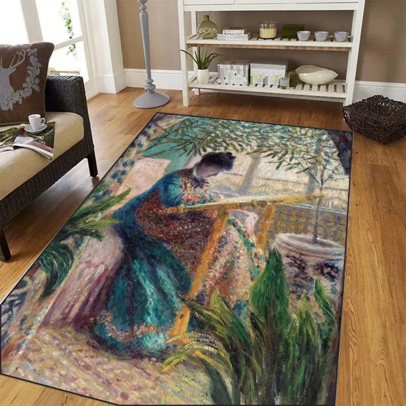 Großer Monet-Seerosen-impressionistischer Malerei-Teppich für Wohnzimmer, Schlafzimmer, Bodenmatte, Kunststil, Heimdekoration, Teppich, Kunstliebhaber