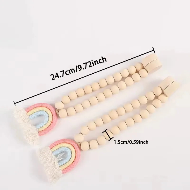 2pcs 만화 무지개 나무 구슬 커튼 타이 백, 라이트 럭셔리 프랑스 스타일 수제 쉬어 커튼 타이, 커튼 홀드 백