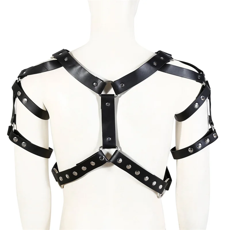 Mens Leather Top Harness Belts BDSM Fetish Gay Full Body Bondage Straps Lingerie Punk Rave Goth Chest Harness Costumes