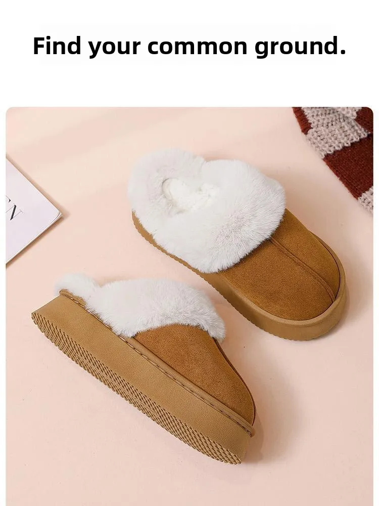 2026 Winter Warme Flache Fell-Hausschuhe für Damen, Kunstwildleder Flauschige Pelzige Hausschuhe, Bequeme Rutschfeste Innen-Boden-Baumwollschuhe – Detail 6