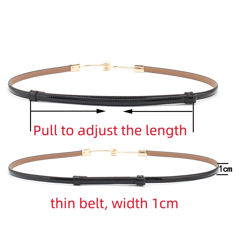 Women Skinny Genuine Leather Belt for Dress Adjustable Elastic Thin Cinch Waist for Ladies Wedding Dress Decoration